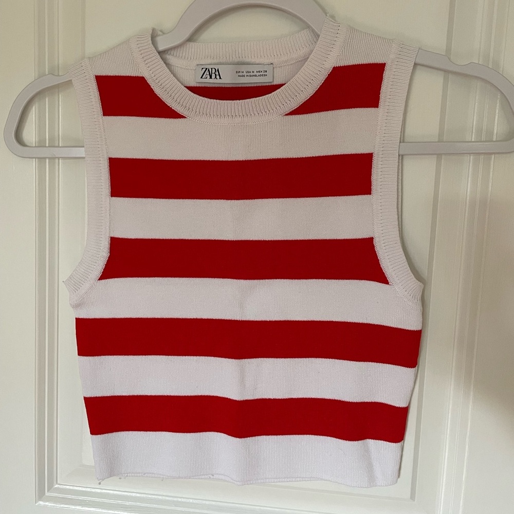 zara striped cropped tank